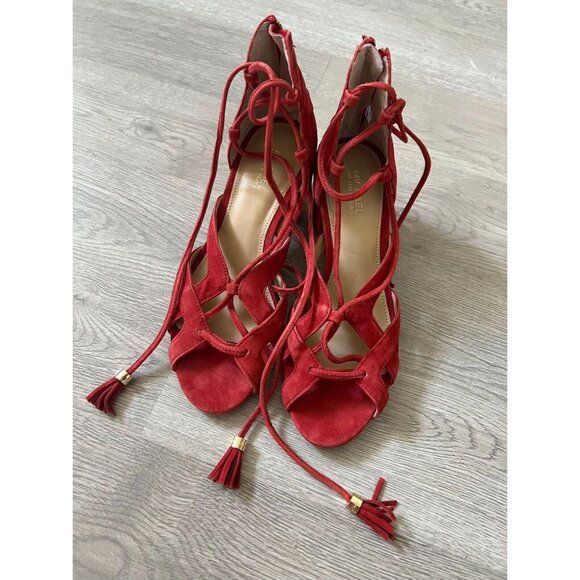 Michael Kors Shoes - Michael Kors Mirabel Suede Open Toe Lace Up Sandal Heels Size 5
